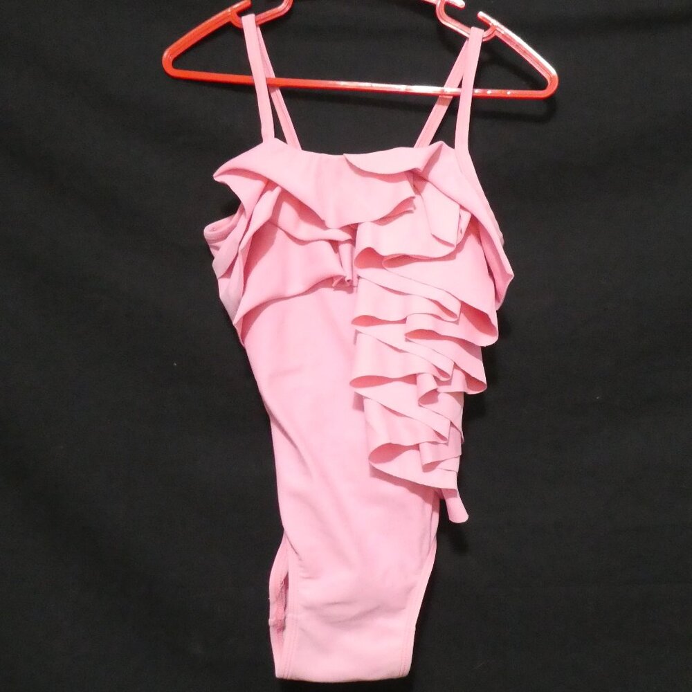 Pink Ruffle Tiered One Piece Swimsuit | size 6 girls